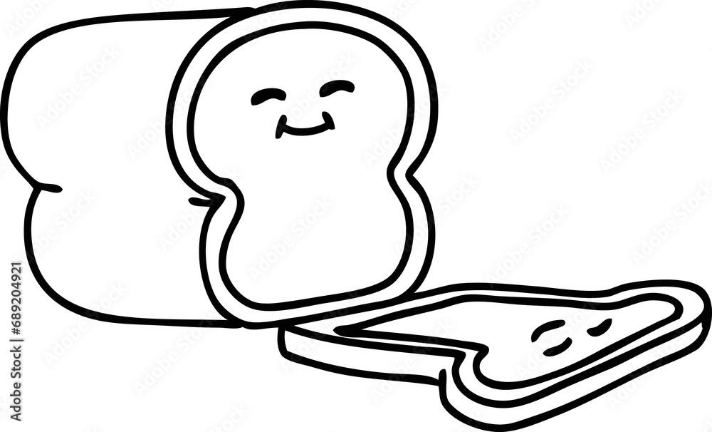 Obraz premium line doodle sliced loaf of bread