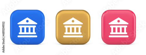 Museum antique building columns button gallery mythology civilization house 3d realistic icon