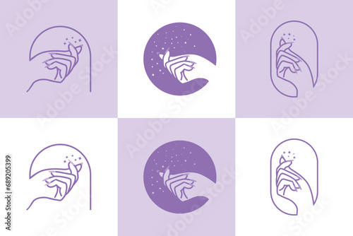 collection of nail beauty salon logo with creative concept premium vector