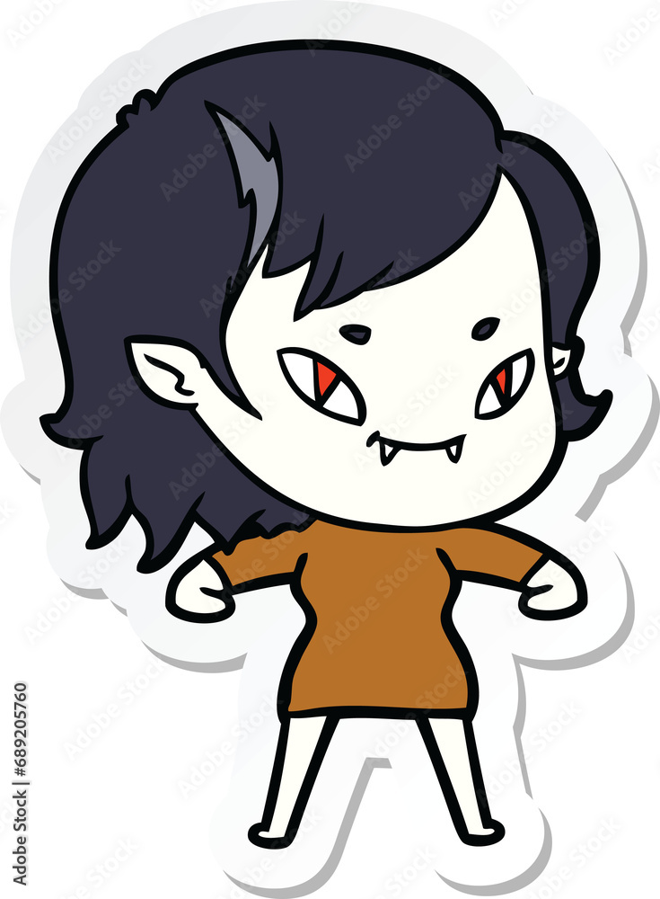 sticker of a cartoon friendly vampire girl sticker of a cartoon friendly vampire girl