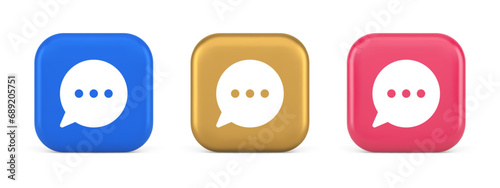 Think bubble chat button online dialogue social network communication 3d realistic icon photo