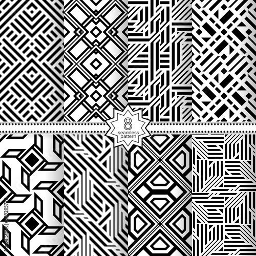 Wallpaper Mural A set of vector seamless patterns. Modern geometric textures. Monochrome. Torontodigital.ca