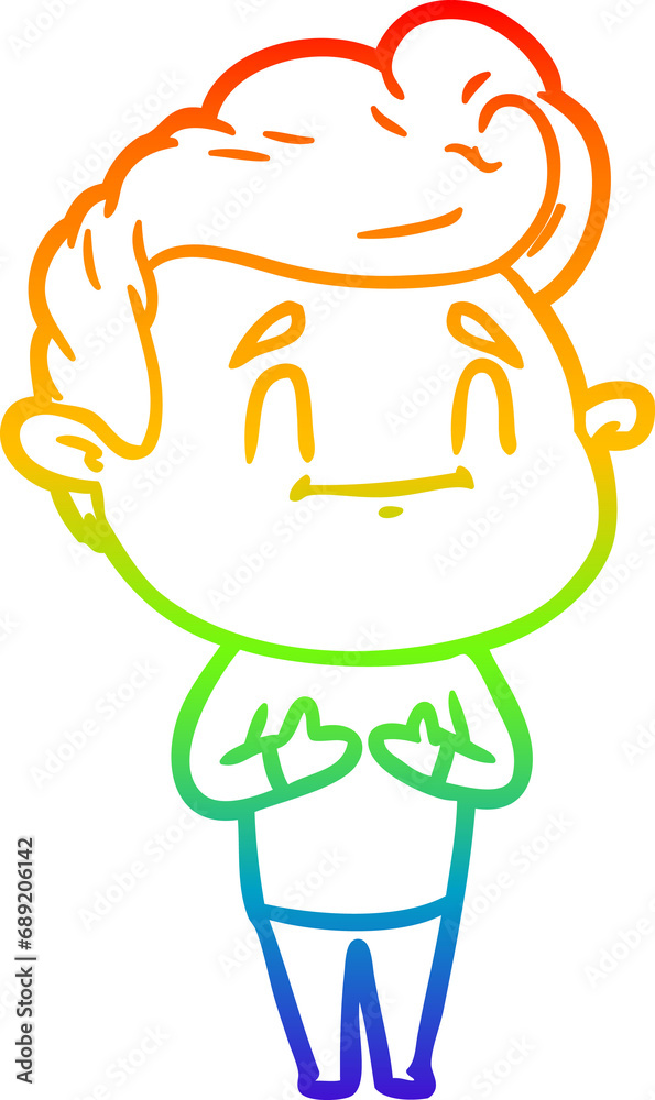 rainbow gradient line drawing of a happy cartoon man rainbow gradient line drawing of a happy cartoon man