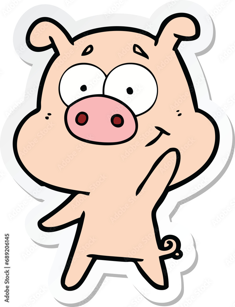 sticker of a happy cartoon pig sticker of a happy cartoon pig