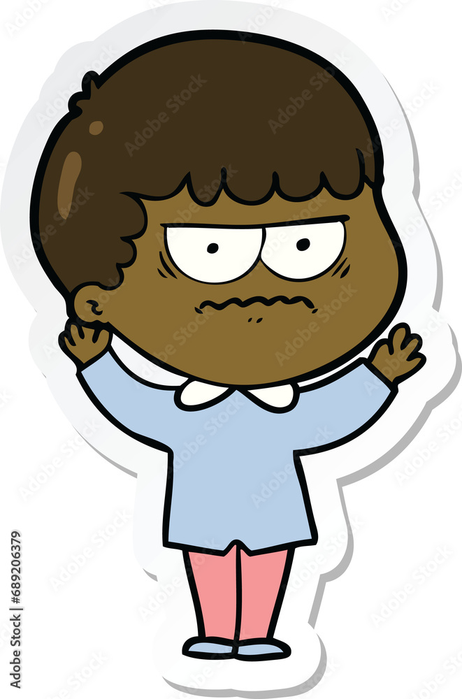 sticker of a cartoon annoyed man