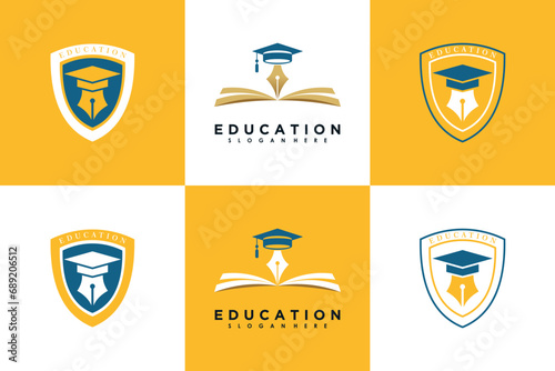 set of education logo template with  pen creative concept