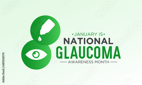 National Glaucoma Awareness month is observed every year in january. January is Glaucoma Awareness Month. Eye health and vision care concept for banner design. Vector illustration.