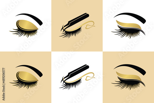 collection of Eyelash logo design for lashes beauty salon with unique concept premium vector photo