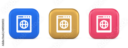 Internet browser global wireless connection button cyberspace virtual networking 3d icon