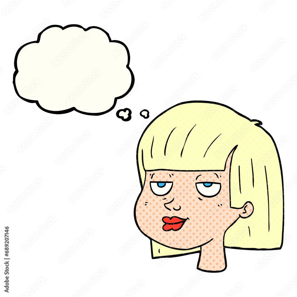 freehand drawn thought bubble cartoon female face freehand drawn thought bubble cartoon female face