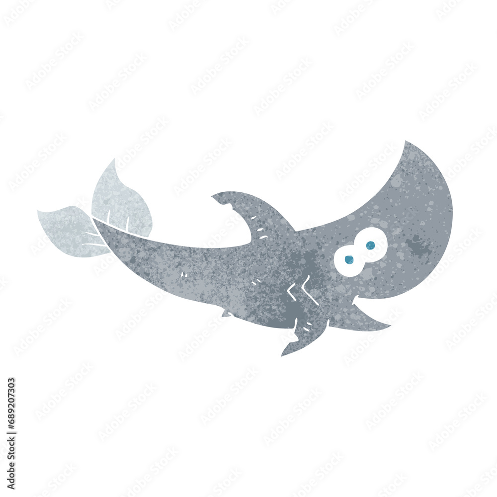 Fototapeta premium freehand retro cartoon shark