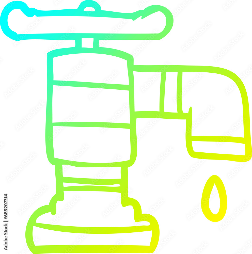 cold gradient line drawing of a cartoon dripping faucet cold gradient line drawing of a cartoon dripping faucet