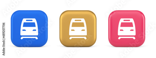 Train railway subway locomotive button rail passenger transportation travel 3d realistic icon