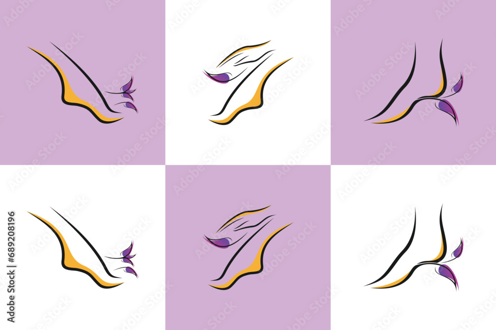 Fototapeta premium collection of menicure pedicure logo with foot illustrasi logo design
