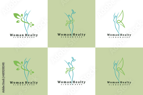 set of woman healty logo design life