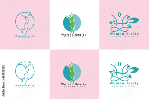 set of woman healty logo design life