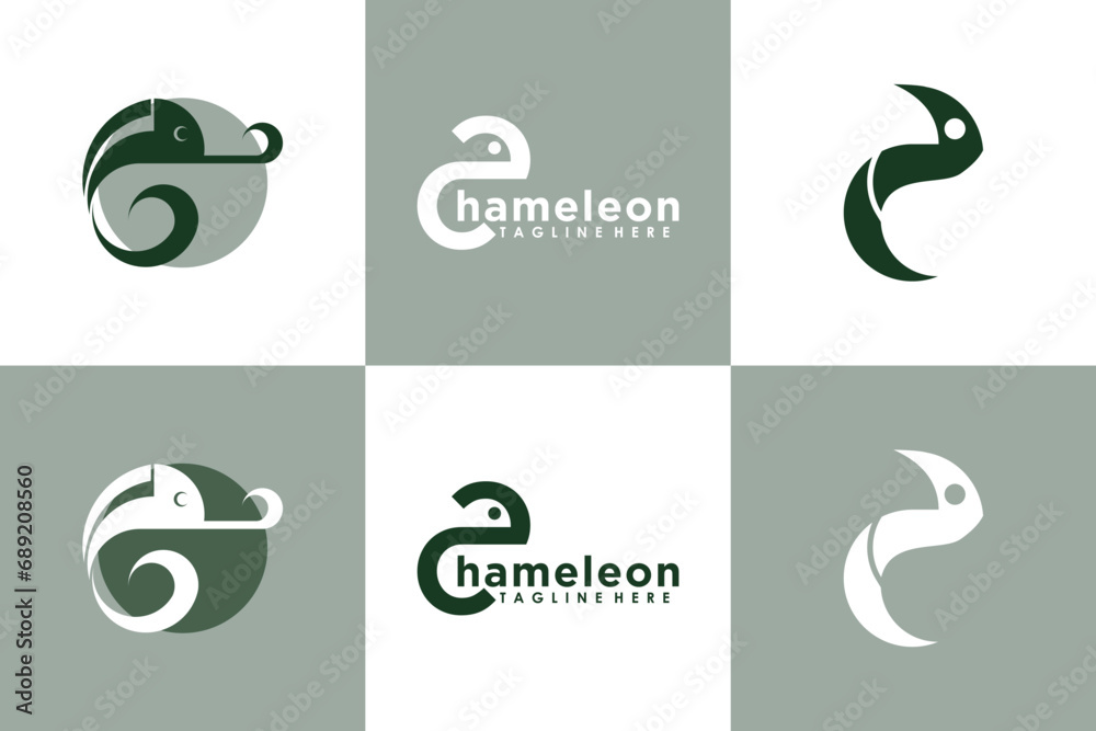 collection of chameleon logo design with modern concept collection of chameleon logo design with modern concept