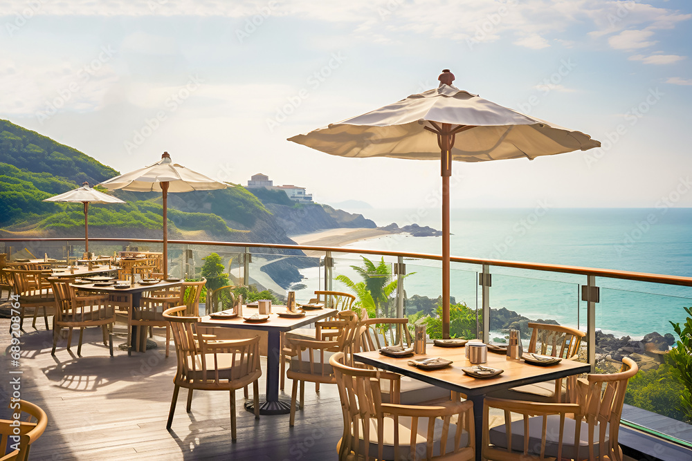 Beautiful balcony restaurant with sea view