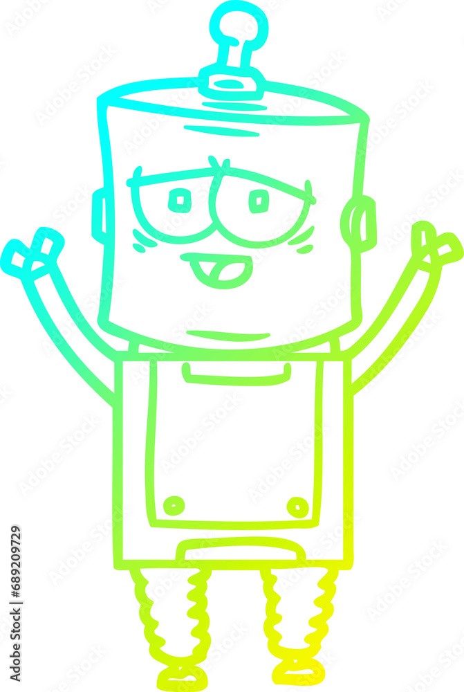 cold gradient line drawing of a cartoon robot cold gradient line drawing of a cartoon robot