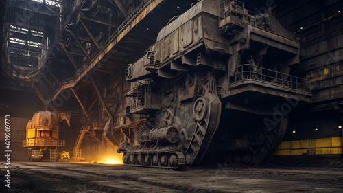 Huge mining machine in the coal mine,generative ai