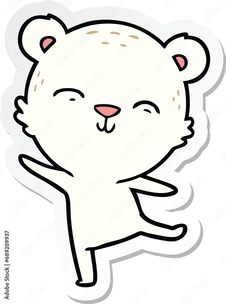 sticker of a happy cartoon polar bear dancing sticker of a happy cartoon polar bear dancing