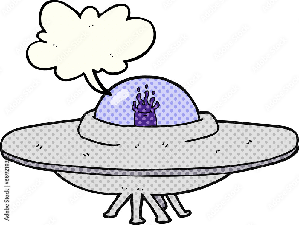 freehand drawn comic book speech bubble cartoon flying saucer freehand drawn comic book speech bubble cartoon flying saucer