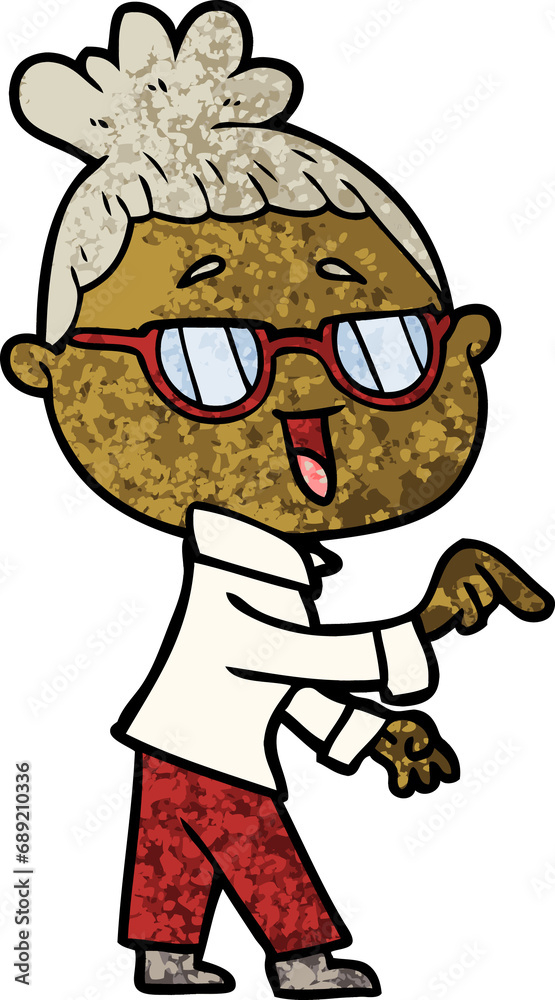 cartoon happy woman wearing spectacles cartoon happy woman wearing spectacles