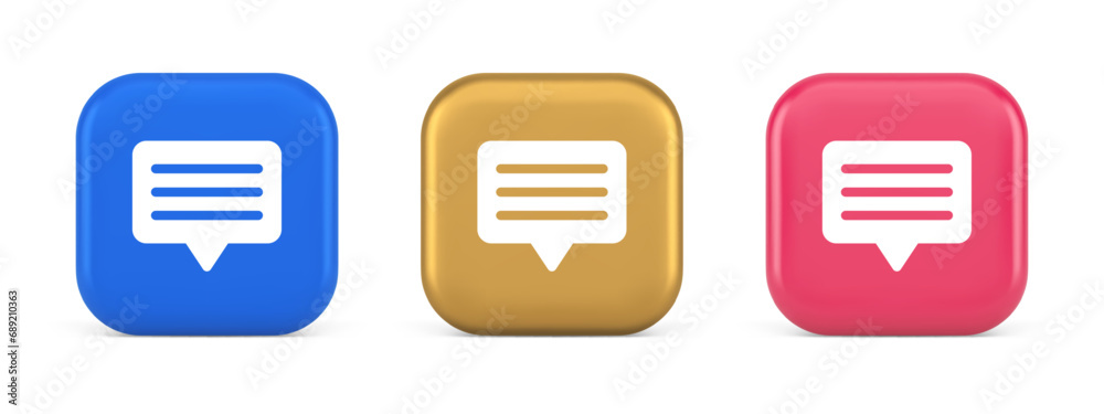 Chat box button social networks texting internet communication 3d icon Chat box button social networks texting internet communication 3d icon