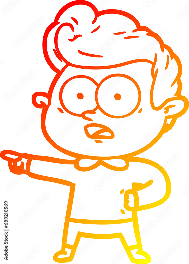 warm gradient line drawing of a cartoon staring man warm gradient line drawing of a cartoon staring man