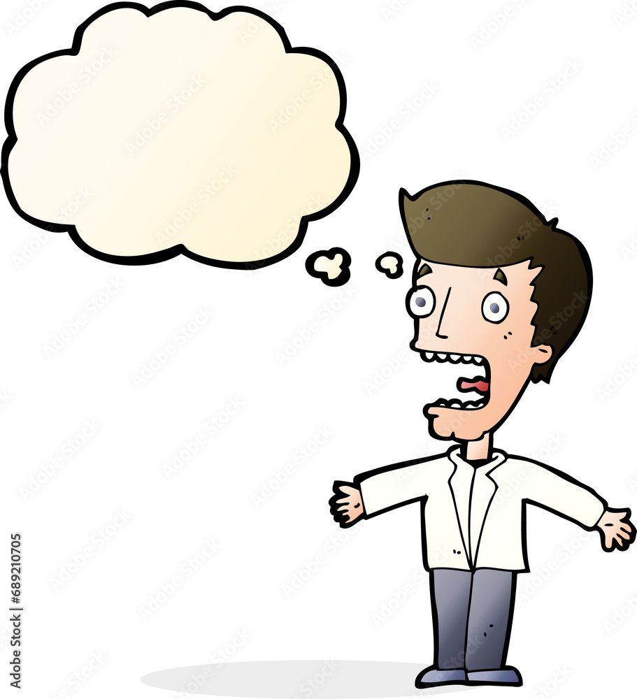 cartoon screaming man with thought bubble cartoon screaming man with thought bubble