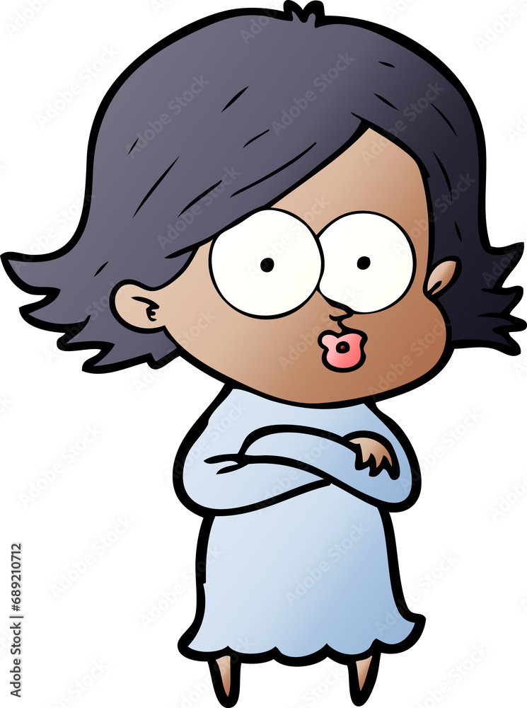 Obraz premium cartoon girl pouting