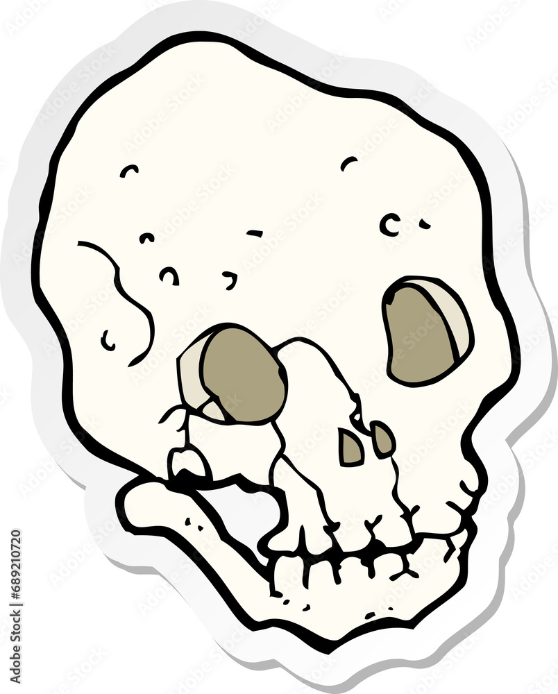 sticker of a cartoon spooky skull sticker of a cartoon spooky skull