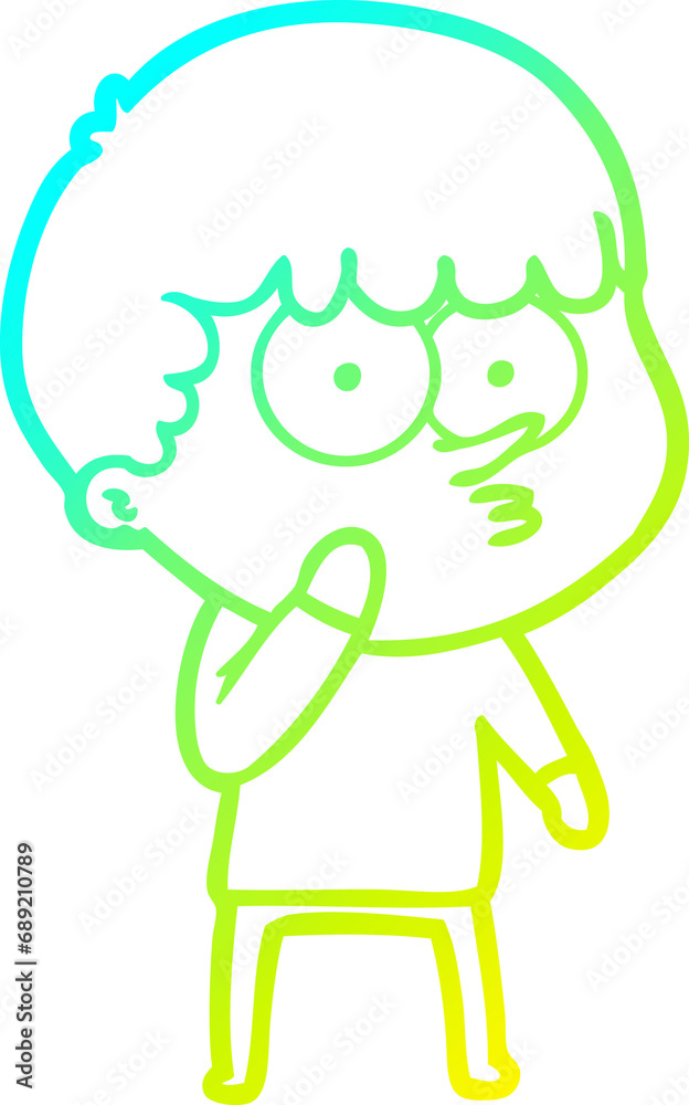 cold gradient line drawing of a cartoon curious boy cold gradient line drawing of a cartoon curious boy