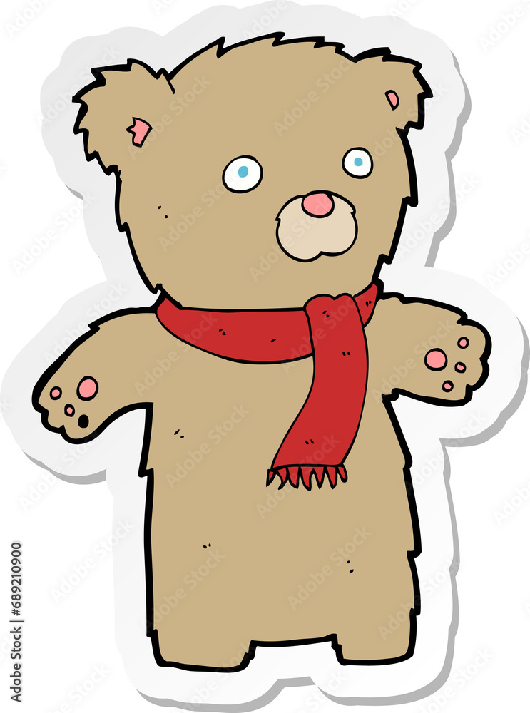 sticker of a cartoon teddy bear sticker of a cartoon teddy bear