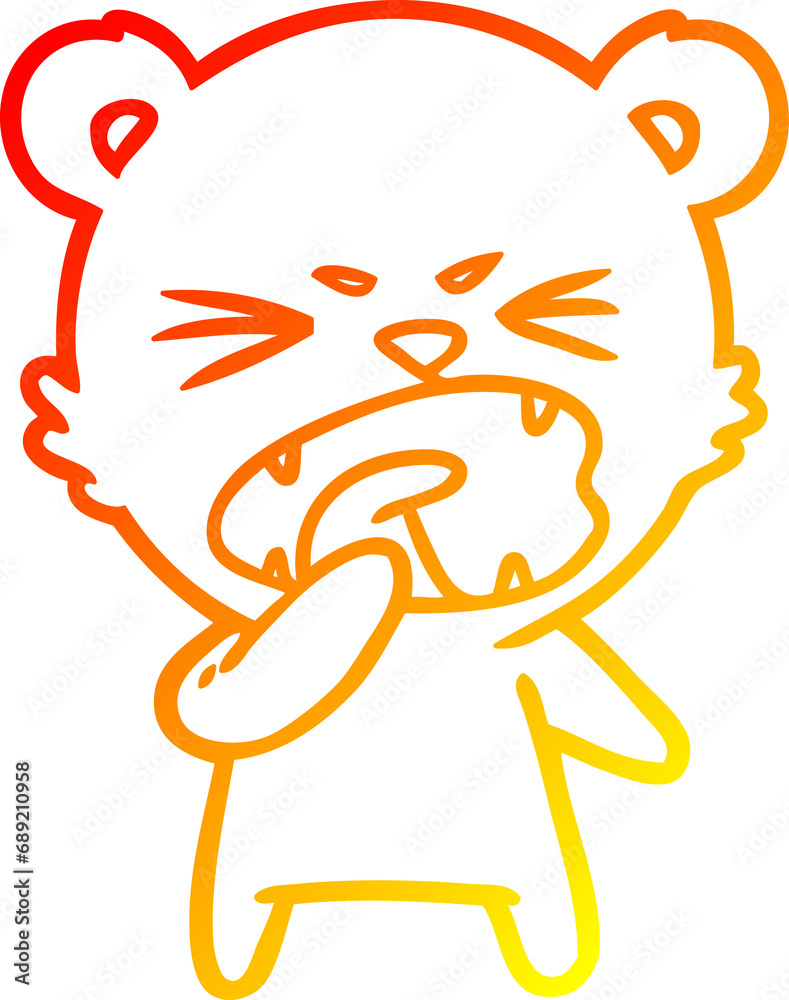 warm gradient line drawing of a angry cartoon bear shouting warm gradient line drawing of a angry cartoon bear shouting