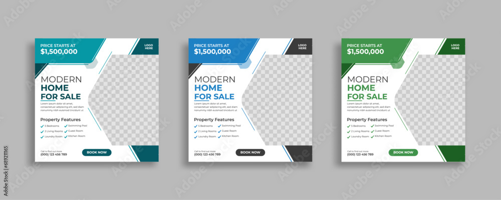 Real estate social media post or web banner template design Real estate social media post or web banner template design