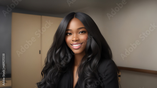 Professional Portrait of a Young Attractive Black Woman in an Office Setting