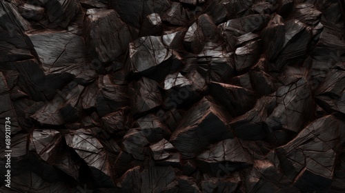 3D image of a dark brown rock texture photo