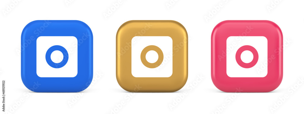 Camera photo video shooting button multimedia content creation web application 3d icon Camera photo video shooting button multimedia content creation web application 3d icon