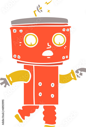 flat color style cartoon robot pointing