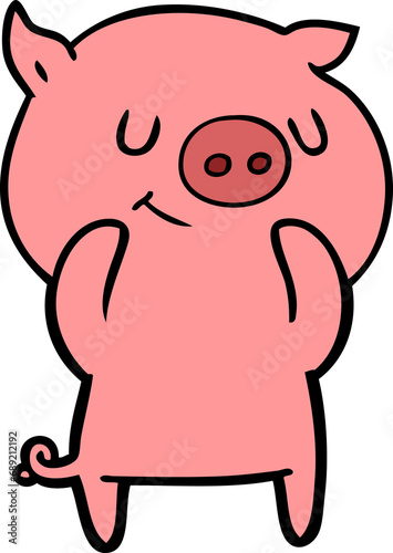 happy cartoon pig