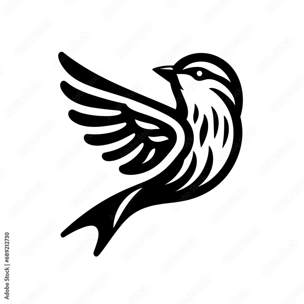 Obraz premium logotype of a bird, black and white, small size, isolated