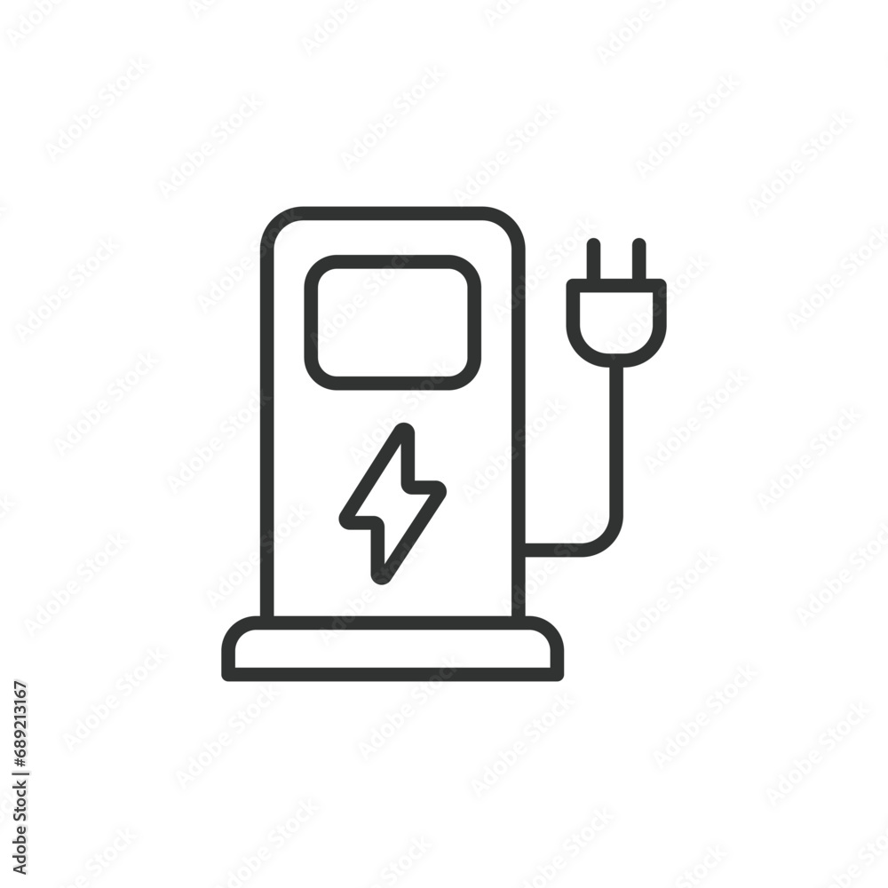 EV charging station line icon. Electric vehicle charging station icon. Editable stroke. Vector illustration. EV charging station line icon. Electric vehicle charging station icon. Editable stroke. Vector illustration.