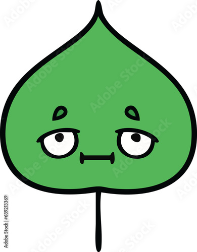 Canvastavla cute cartoon of a expressional leaf