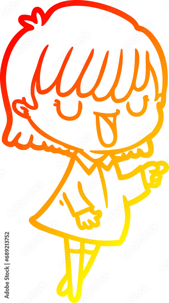 warm gradient line drawing of a cartoon woman