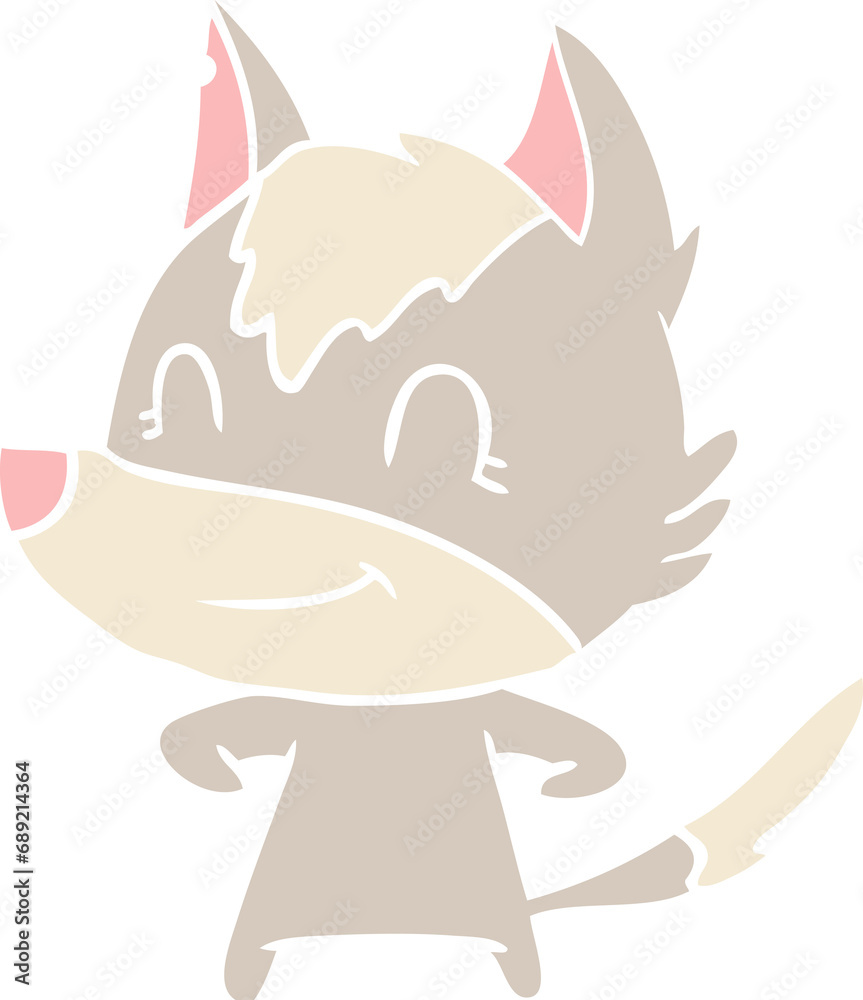 Obraz premium friendly flat color style cartoon wolf