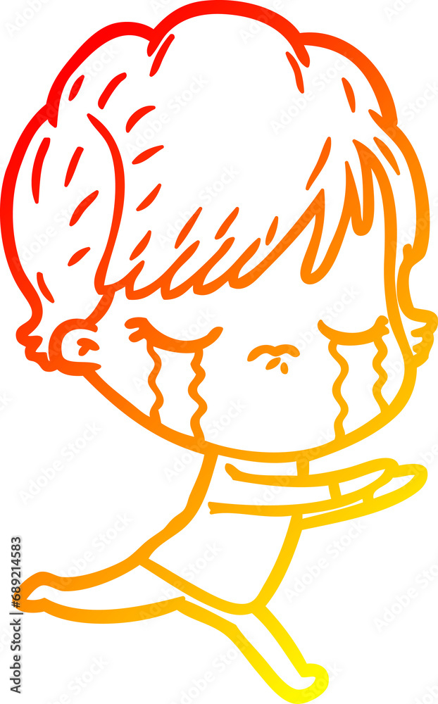 warm gradient line drawing of a cartoon woman crying warm gradient line drawing of a cartoon woman crying