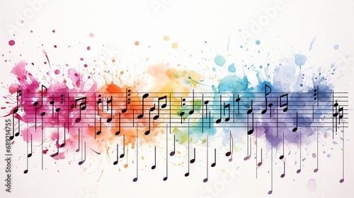 Vibrant white music notation drawing.