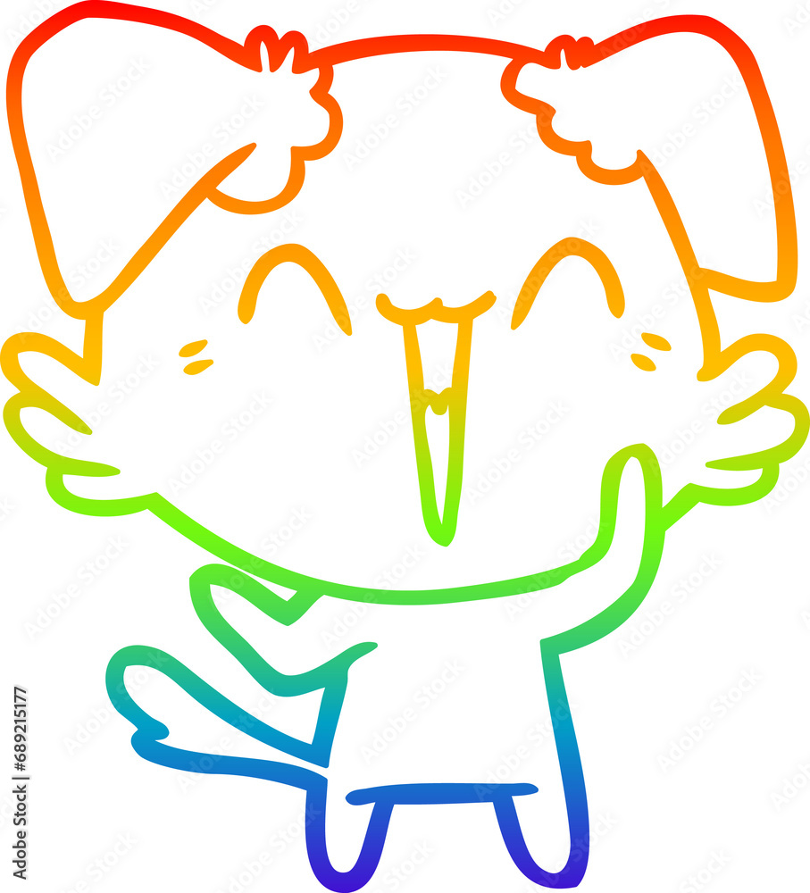 rainbow gradient line drawing of a happy little dog cartoon rainbow gradient line drawing of a happy little dog cartoon