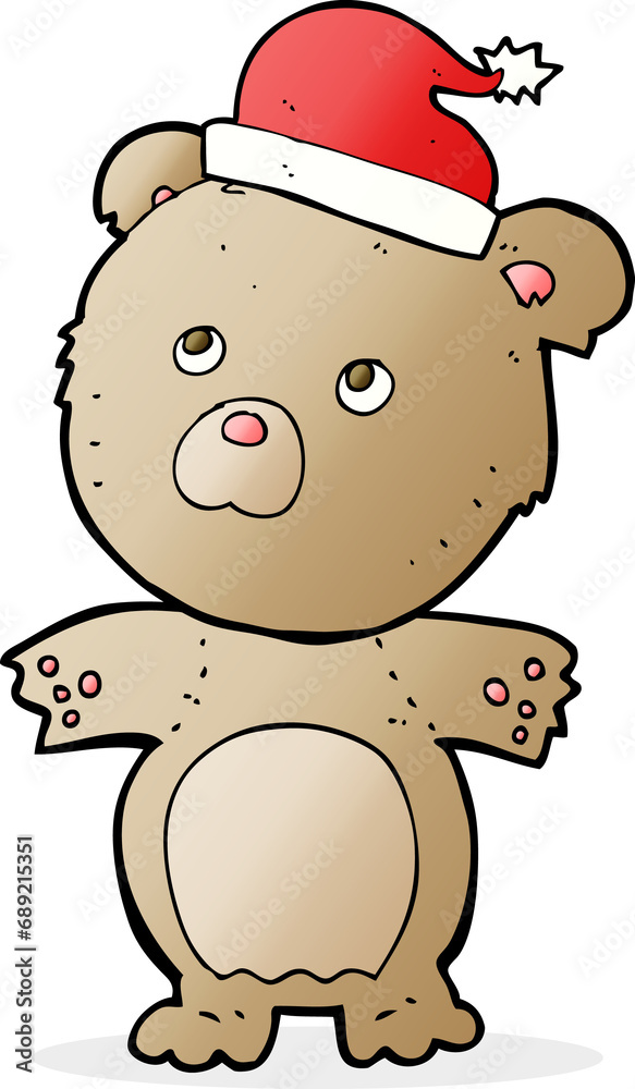 cartoon bear wearing christmas hat cartoon bear wearing christmas hat